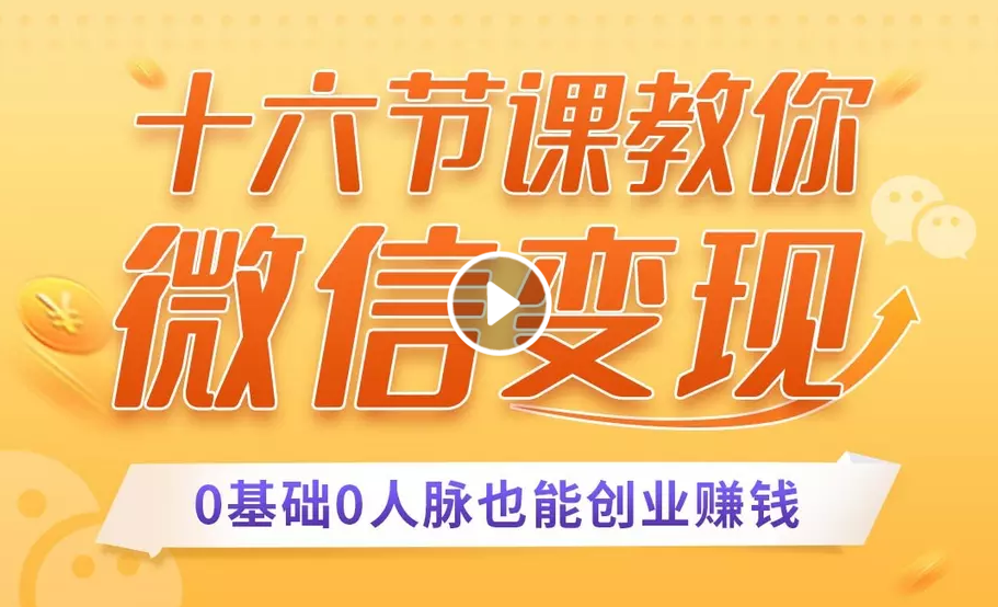 十六节课教你零基础微信变现，用单品打爆市场，每月收入超过10万+-副业资源站 | 数域行者