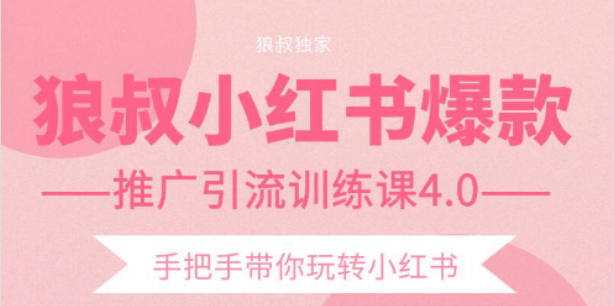 狼叔小红书爆款推广引流训练课4.0，手把手带你玩转小红书-副业资源站 | 数域行者