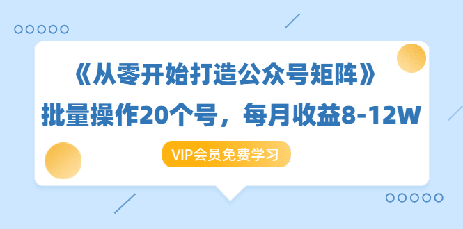 《从零开始打造公众号矩阵》批量操作20个号，每月收益大概8-12W（44节课）-副业资源站 | 数域行者