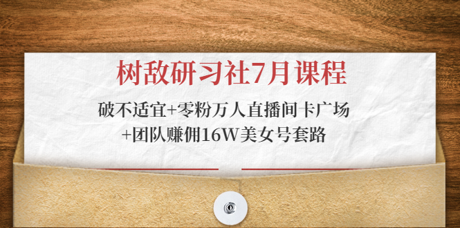 树敌研习社7月课程：破不适宜+零粉万人直播间卡广场+团队赚佣16W美女号套路-副业资源站 | 数域行者