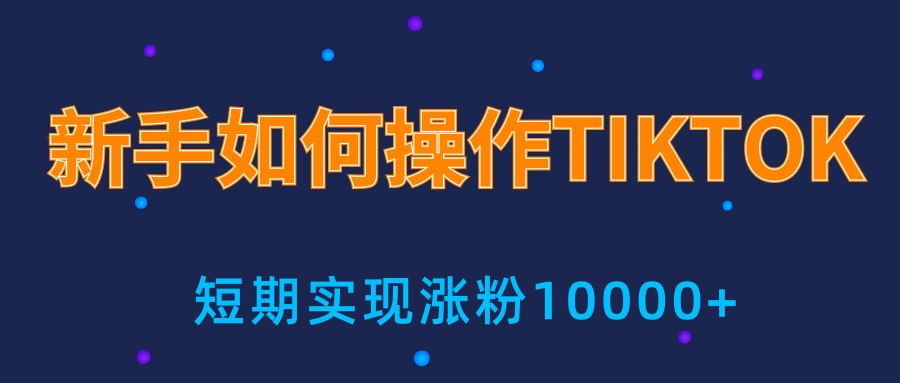 新手小白操作TIKTOK，3天从0到10000粉丝撸美金实战分享-副业资源站 | 数域行者