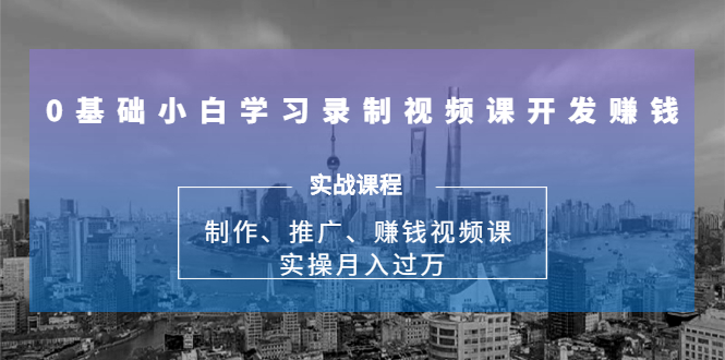 0基础小白学习录制视频课开发赚钱：制作、推广、赚钱视频课 实操月入过万-副业资源站 | 数域行者