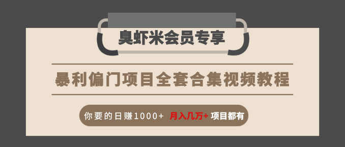 暴利偏门项目全套合集视频教程：你要的日赚1000+月入几万+项目都有-副业资源站 | 数域行者
