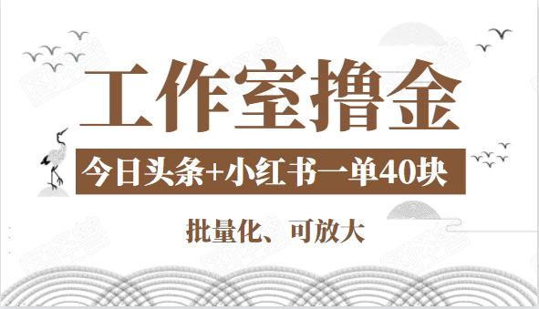 工作室撸金二件套：撸今日头条原创收益+小红书一单利润40块项目-副业资源站 | 数域行者