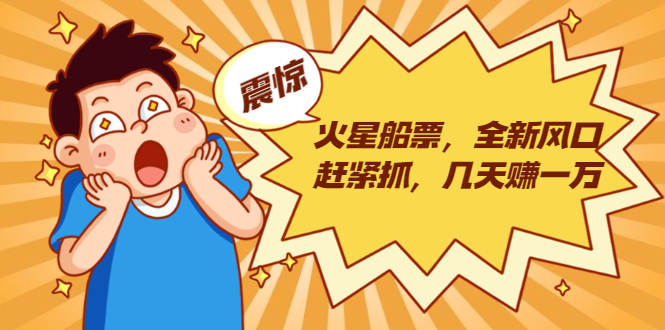 火星船票，全新风口赶紧抓，几天赚一万+摆地摊卖尾货月入一万（5个项目）-副业资源站 | 数域行者