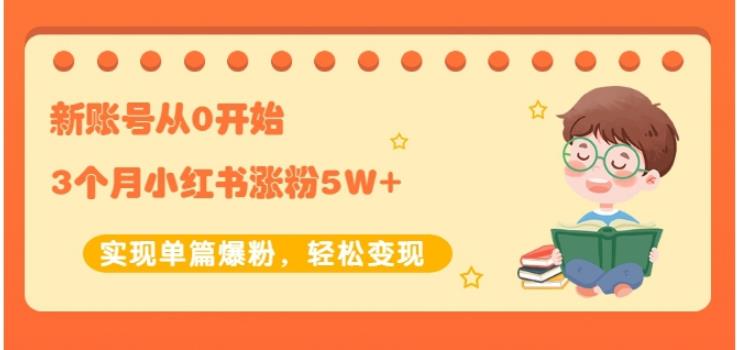 生财小红书涨粉变现：新账号从0开始3个月小红书涨粉5W+实现单篇爆粉-副业资源站 | 数域行者
