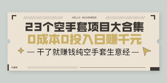 23个空手套项目大合集，0成本0投入日赚千元，干了就赚钱纯空手套生意经-副业资源站 | 数域行者