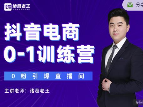 诸葛老王抖音电商0-1训练营，从0开始轻松破冷启动，引爆直播间-副业资源站 | 数域行者
