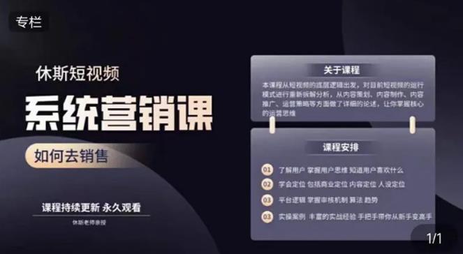 休斯短视频系统运营大课，你掌握核心的运营思维 价值7800元-副业资源站 | 数域行者