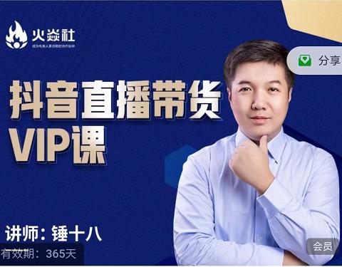 锤十八-抖音直播带货VIP课，专注直播带货有效盈利模式-副业资源站 | 数域行者