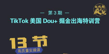 TikTok美国Dou+掘金出海特训营，美国dou+成功投放95%-副业资源站 | 数域行者