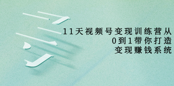 11天视频号变现训练营，从0到1打造变现赚钱系统（价值398元）-副业资源站 | 数域行者