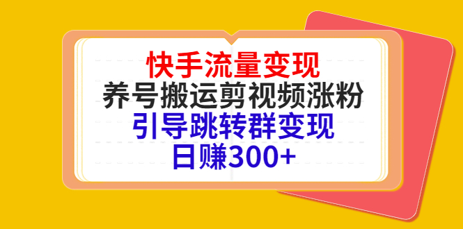 快手流量变现，养号搬运剪视频涨粉，引导跳转群变现日赚300+-副业资源站 | 数域行者