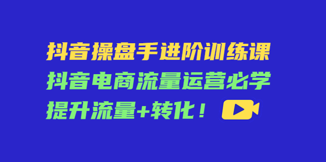 抖音操盘手进阶训练课：抖音电商流量运营必学，提升流量+转化-副业资源站 | 数域行者