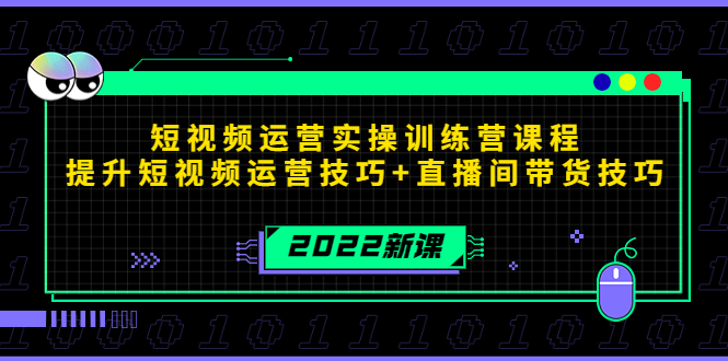 2022短视频运营实操训练营课程，提升短视频运营技巧+直播间带货技巧-副业资源站 | 数域行者