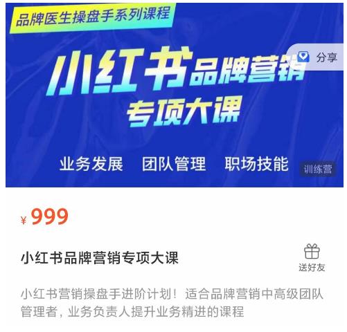 小红书品牌营销专项大课，操盘手进阶，一套能让你提升业务精进的课程-副业资源站 | 数域行者