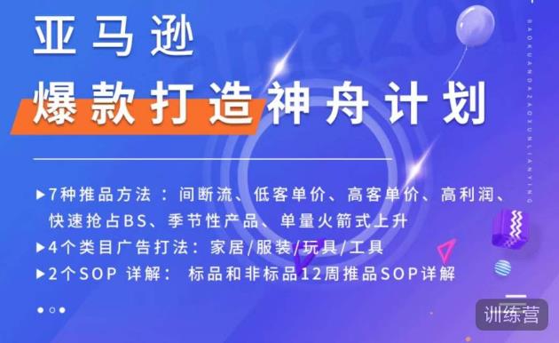 亚马逊爆款打造神舟计划，​7种推品方法，4个类目广告打法，2个SOP详解-副业资源站 | 数域行者