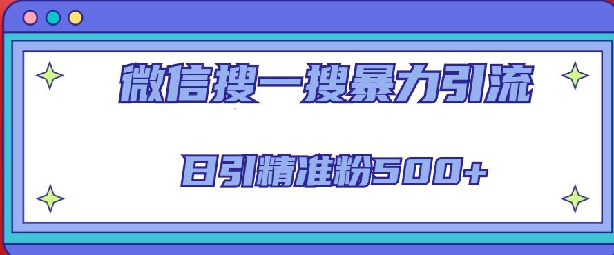 微信搜一搜引流全系列课程，日引精准粉500+（8节课）-副业资源站 | 数域行者
