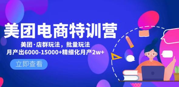 美团电商特训营：美团·店群玩法，无脑铺货月产出6000-15000+精细化月产2w+-副业资源站 | 数域行者
