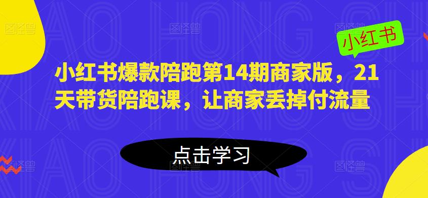 小红书爆款陪跑第14期商家版，21天带货陪跑课，让商家丢掉付流量-副业资源站 | 数域行者