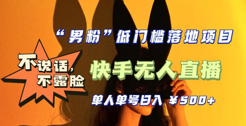 【全新升级】零基础单人单号单晚500+，不说话，不露脸，4月最新超皮实快手无人直播-副业资源站 | 数域行者