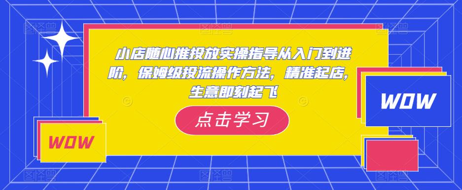 小店随心推投放实操指导从入门到进阶，保姆级投流操作方法，精准起店，生意即刻起飞-副业资源站 | 数域行者