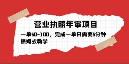 营业执照年审项目，一单50-100，完成一单只需要5分钟，保姆式教学-副业资源站 | 数域行者