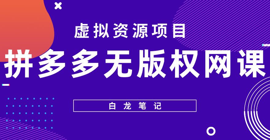 【白龙笔记】拼多多无版权网课项目，月入5000的长期项目，玩法详细拆解【揭秘】-副业资源站 | 数域行者