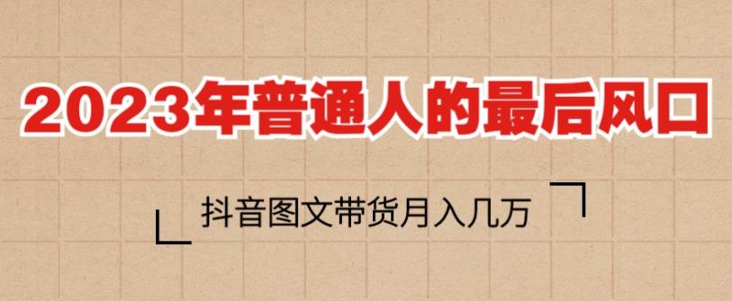 2023年普通人的最后风口，抖音图文带货月入几万，只需一部手机即可操作-副业资源站 | 数域行者