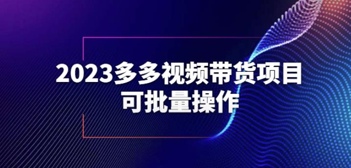 2023多多视频带货项目，可批量操作【保姆级教学】【揭秘】-副业资源站 | 数域行者
