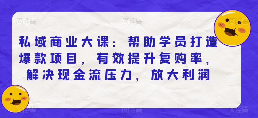 私域商业大课：帮助学员打造爆款项目，有效提升复购率，解决现金流压力，放大利润-副业资源站 | 数域行者