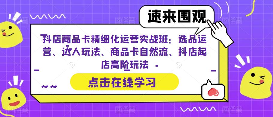抖店商品卡精细化运营实战班：选品运营、达人玩法、商品卡自然流、抖店起店高阶玩法-副业资源站 | 数域行者