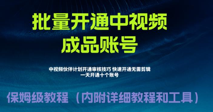 外面收费1980的暴力开通中视频计划教程，内附详细的快速通过中视频伙伴计划的办法-副业资源站 | 数域行者