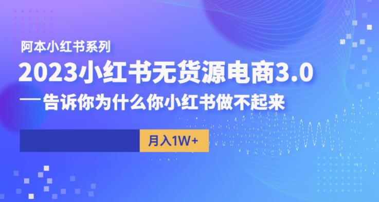 阿本小红书无货源电商3.0，告诉你为什么你小红书做不起来-副业资源站 | 数域行者
