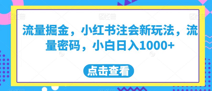 流量掘金，小红书注会新玩法，流量密码，小白日入1000+【揭秘】-副业资源站 | 数域行者