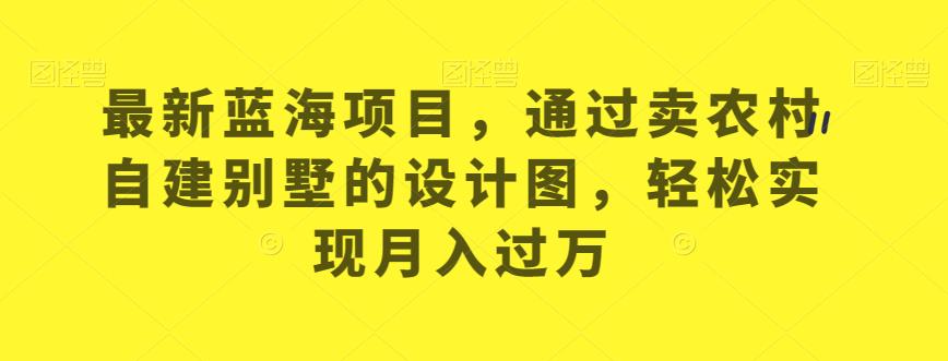 最新蓝海项目，通过卖农村自建别墅的设计图，轻松实现月入过万【揭秘】-副业资源站 | 数域行者