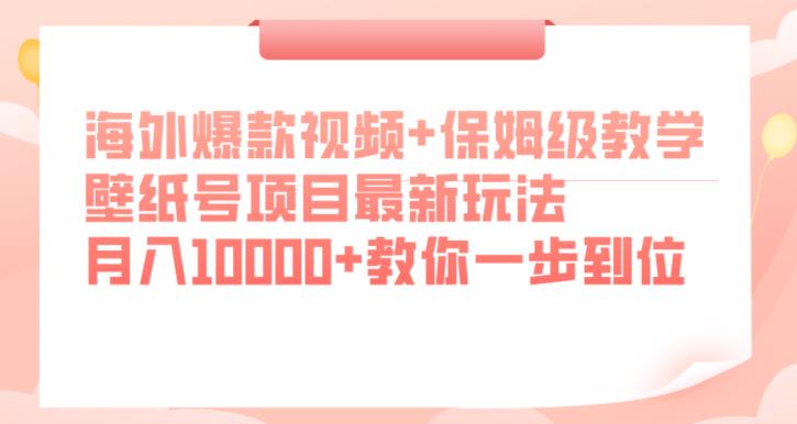 海外爆款视频+保姆级教学，壁纸号项目最新玩法，月入10000+教你一步到位【揭秘】-副业资源站 | 数域行者