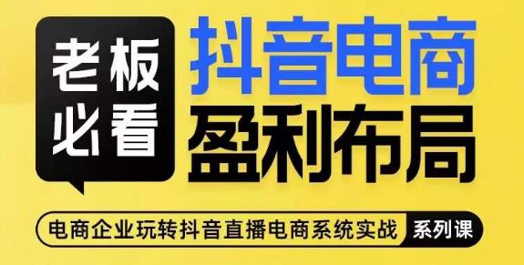 老板必看-抖音电商盈利布局，公开揭秘抖音电商全域布局打法-副业资源站 | 数域行者