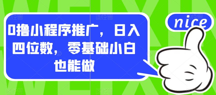 0撸小程序推广，日入四位数，零基础小白也能做【揭秘】-副业资源站 | 数域行者