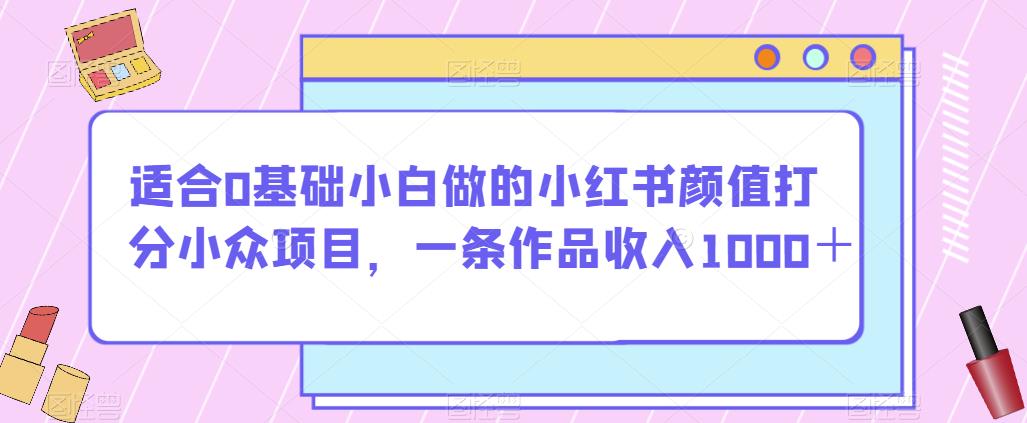 适合0基础小白做的小红书颜值打分小众项目，一条作品收入1000＋【揭秘】-副业资源站 | 数域行者