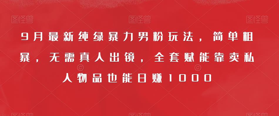 9月最新纯绿暴力男粉玩法，简单粗暴，无需真人出镜，全套赋能靠卖私人物品也能日赚1000-副业资源站 | 数域行者