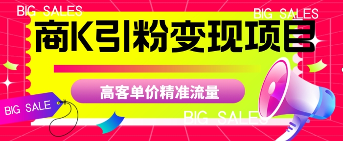 商K引粉变现项目，高客单价精准流量【揭秘】-副业资源站 | 数域行者