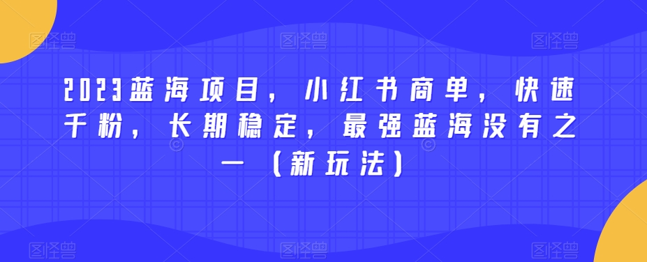 2023蓝海项目，小红书商单，快速千粉，长期稳定，最强蓝海没有之一（新玩法）-副业资源站 | 数域行者