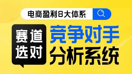 电商盈利8大体系·赛道选对，​竞争对手分析系统线上课-副业资源站 | 数域行者