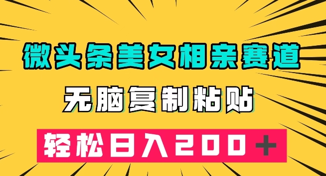 微头条冷门美女相亲赛道，无脑复制粘贴，轻松日入200＋【揭秘】-副业资源站 | 数域行者