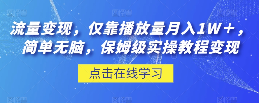 流量变现，仅靠播放量月入1W＋，简单无脑，保姆级实操教程【揭秘】-副业资源站 | 数域行者