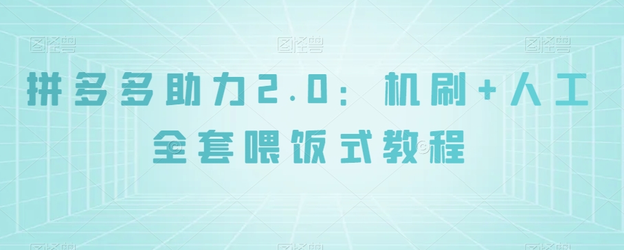 拼多多助力2.0：机刷+人工全套喂饭式教程【揭秘】-副业资源站 | 数域行者