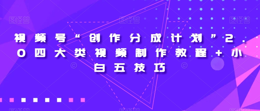 视频号“创作分成计划”2.0四大类视频制作教程+小白五技巧【揭秘】-副业资源站 | 数域行者
