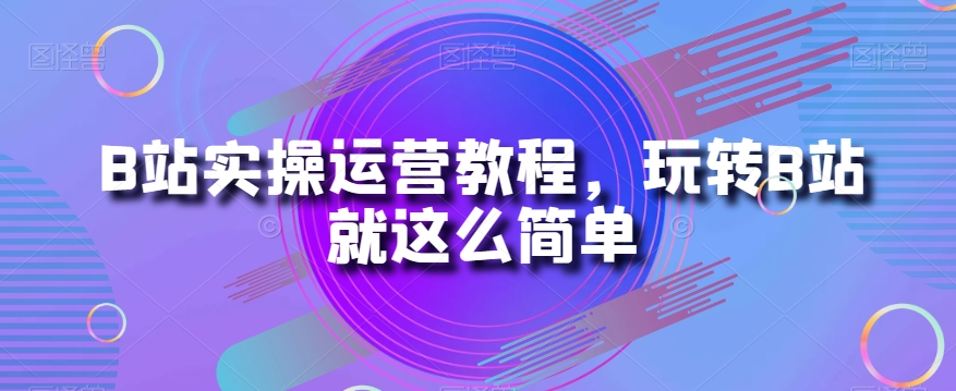 B站实操运营教程，玩转B站就这么简单-副业资源站 | 数域行者