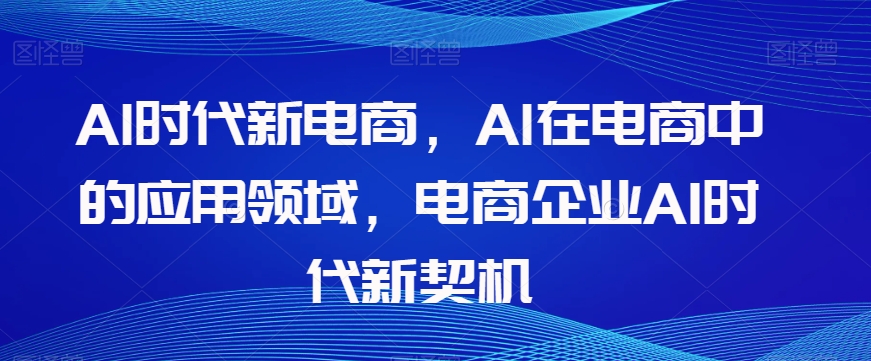 Al时代新电商，Al在电商中的应用领域，电商企业AI时代新契机-副业资源站 | 数域行者